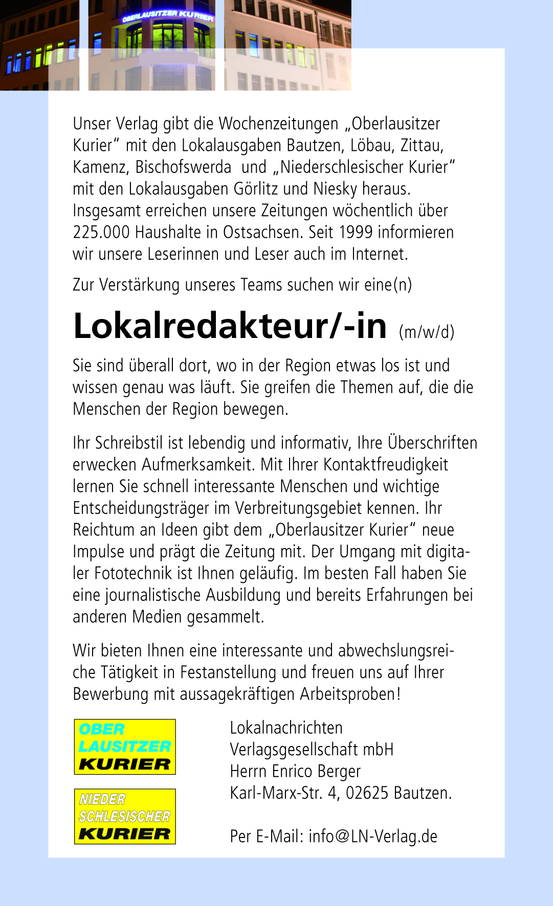 Bild zur Stelle Lokalredakteur/in (m/w/d)
