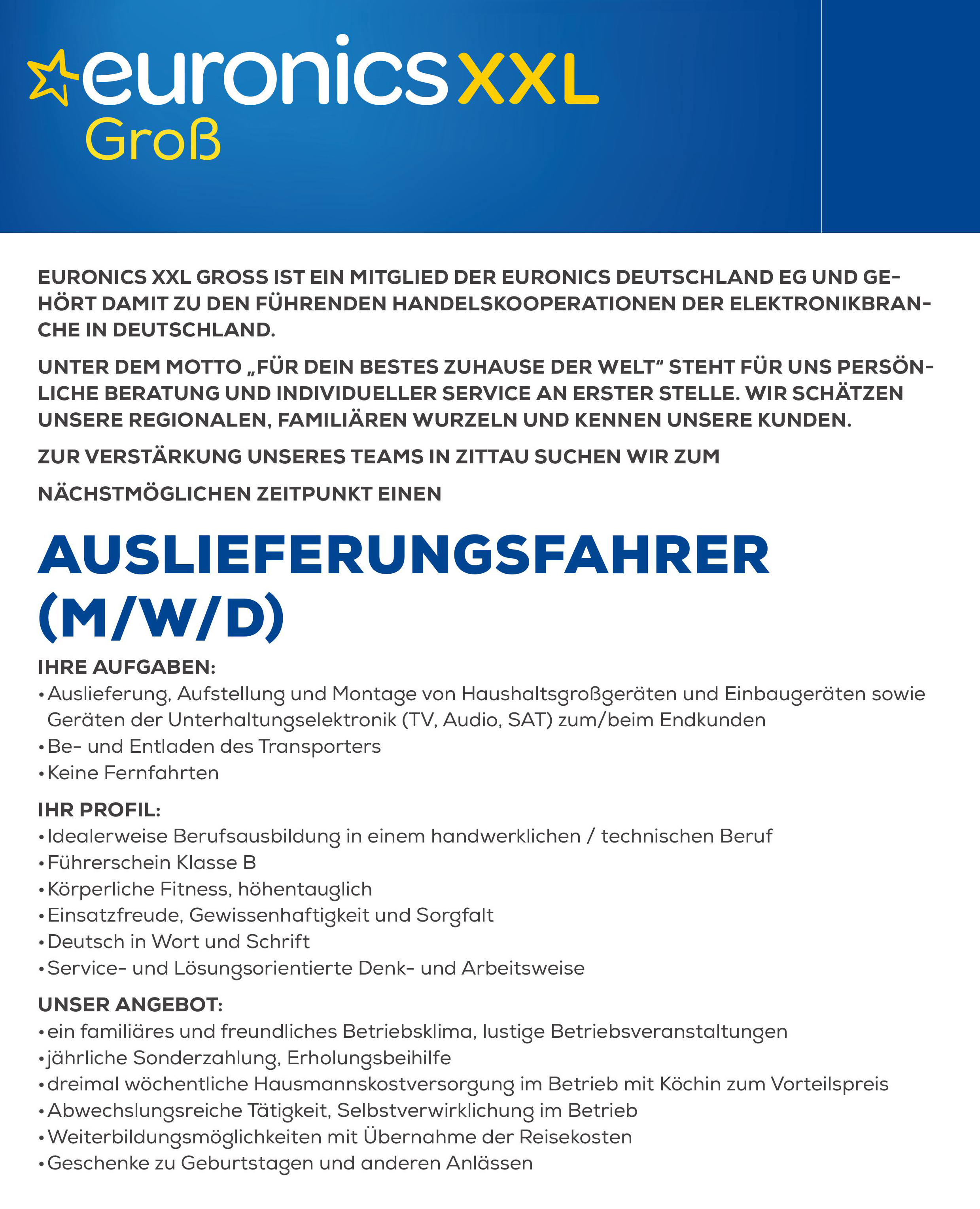 Bild zur Stelle Mitarbeiter für den Außendienst zum Anliefern und Installieren von Haushaltsgeräten