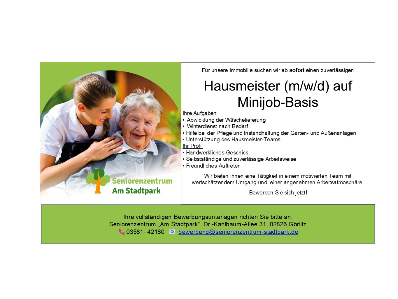 Bild zur Stelle Hausmeister (m/w/d) auf Minijob-Basis