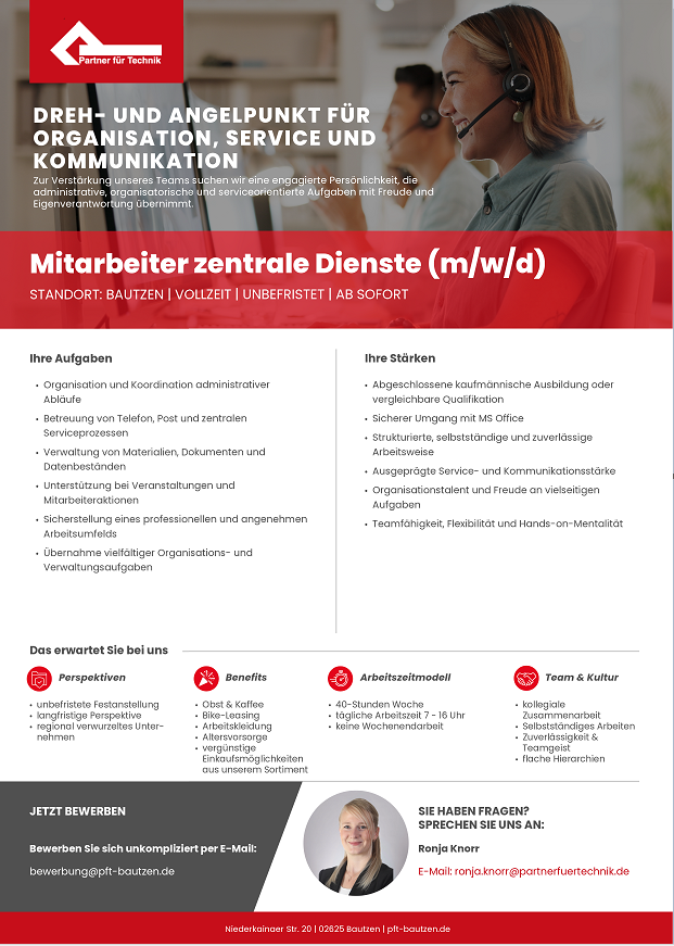 Bild zur Stelle Mitarbeiter zentrale Dienste (m/w/d)
