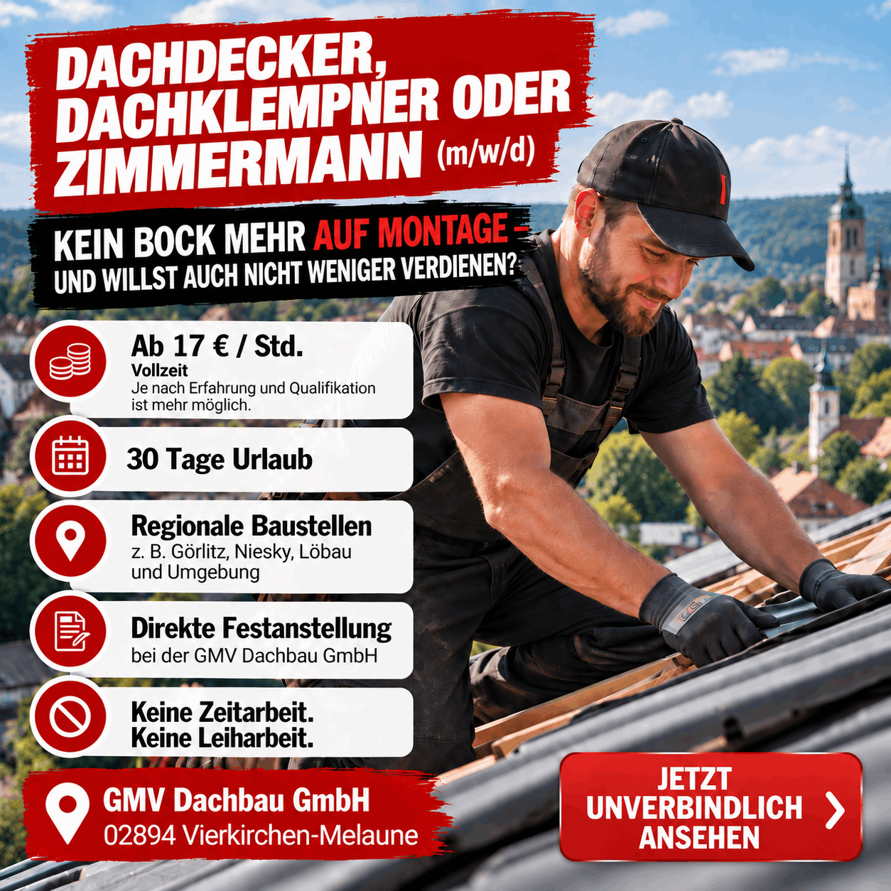 Bild zur Stelle Dachdecker / Dachklempner / Zimmerer m/w/d